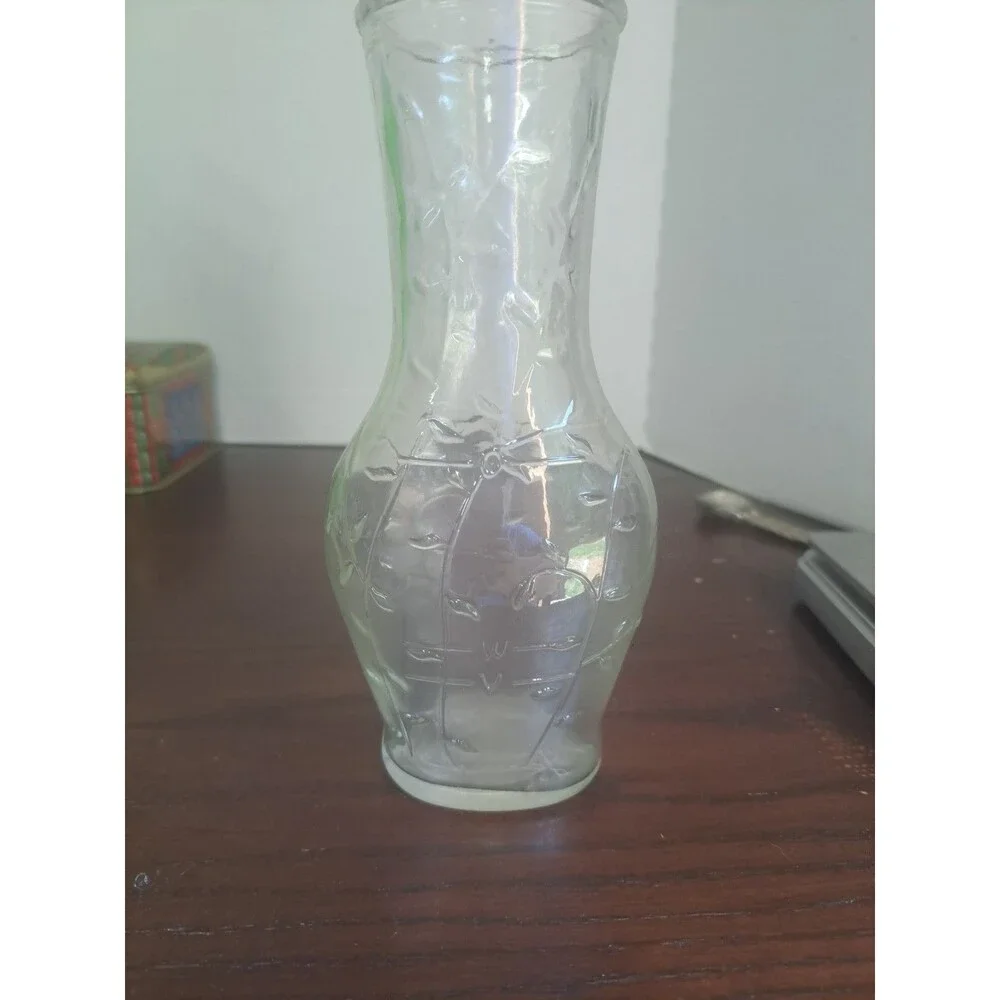 Vintage Good Seasons Salad Dressing Cruet Glass With Embossed Leaves And Vines
